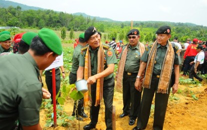 Panglima TNI Tanam Pohon Kemiri di Perbatasan Kalbar