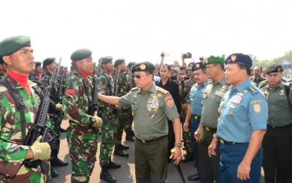 Panglima TNI Tinjau Kesiapan Peringatan ke-69 Hari TNI di Koarmatim